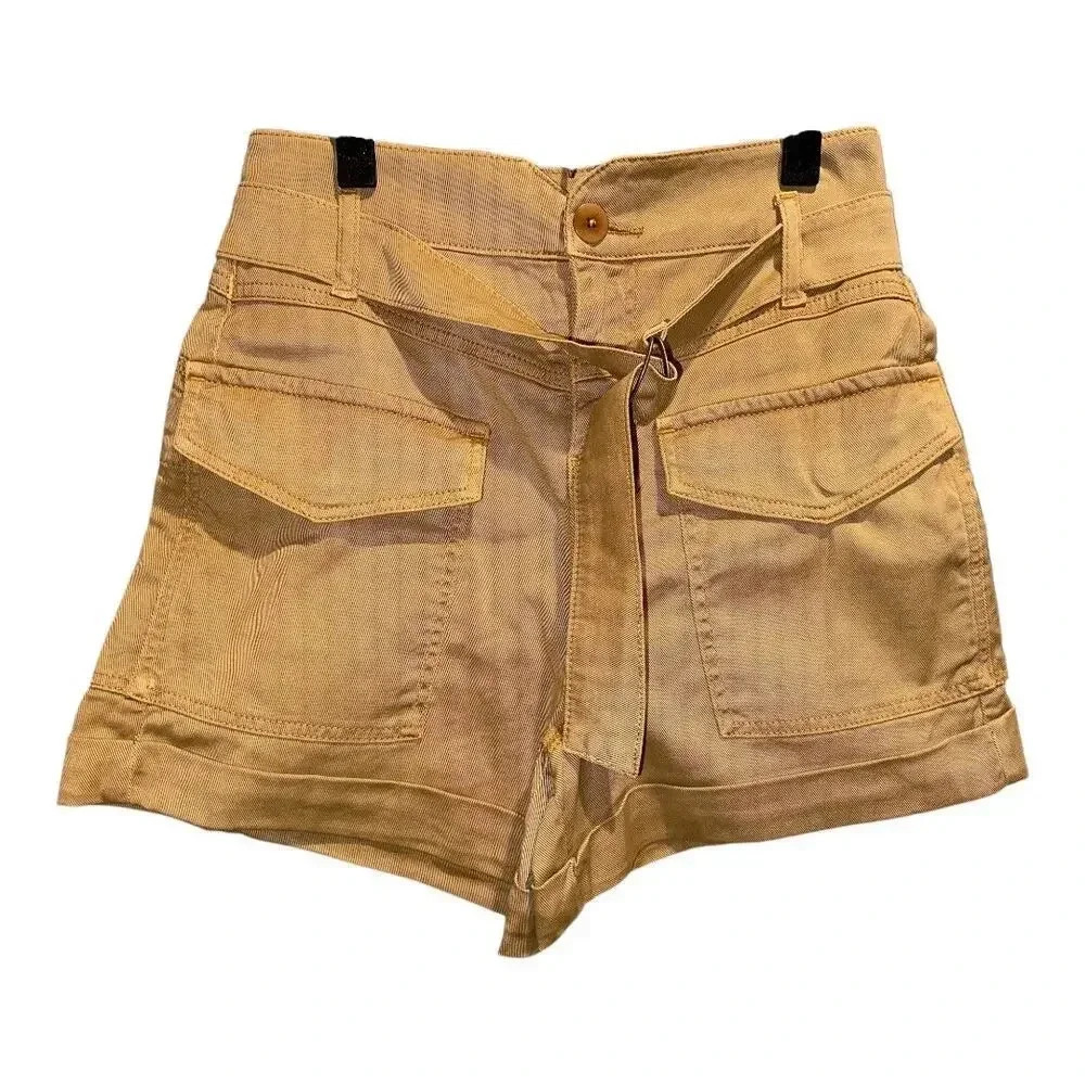 NWT Jonathan Simkhai Sierra Twill Utility‎ Shorts In Tan Size 0